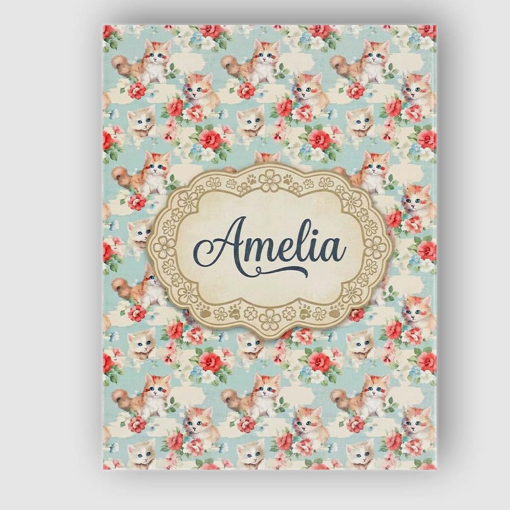 Personalised Name Cute Cream Kittens with Custom Unique Gift Idea Elegant Feature Canvas Wall Art Print Decor Picture Ready to Hang