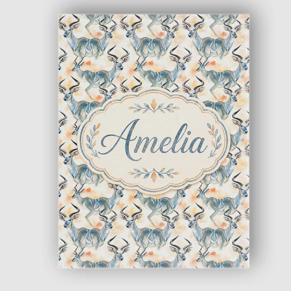 Personalised Name Watercolor Antelope with Custom Unique Gift Idea Elegant Feature Canvas Wall Art Print Decor Picture Ready to Hang