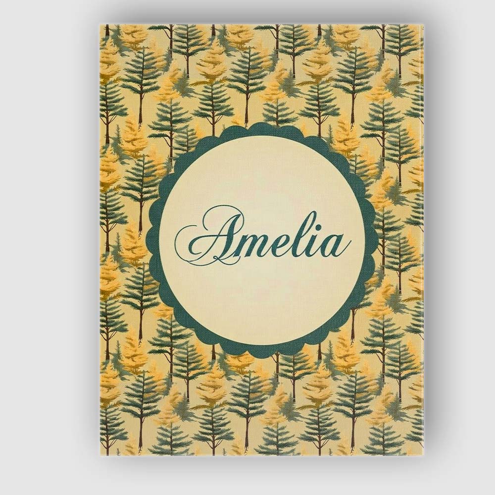Personalised Name Golden Forest Trees Custom Modern Room Accent Creative Decorator Style Canvas Wall Art Print Decor Picture Ready to Hang