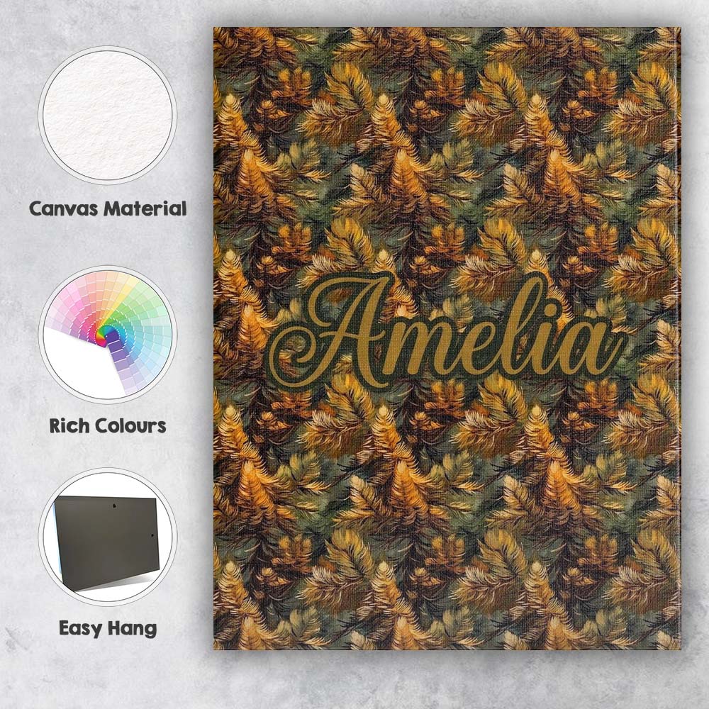 Personalised Name Rich Autumn Foliage Dense Custom Bespoke Interior Contemporary Canvas Wall Art Print Decor Picture Ready to Hang