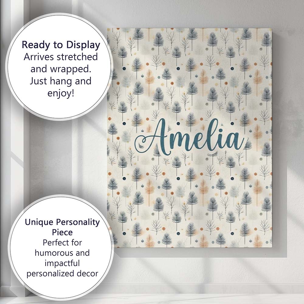 Personalised Name Scandinavian Style Custom Premium Decorative Design Modern Room Accent Canvas Wall Art Print Decor Picture Ready to Hang