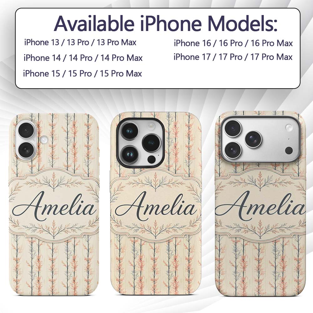 Delicate Bare Trees with Blush Foliage Seamless Custom Name Protective Phone Case Mobile Cover Durable Everyday Smartphone Shock Resistant