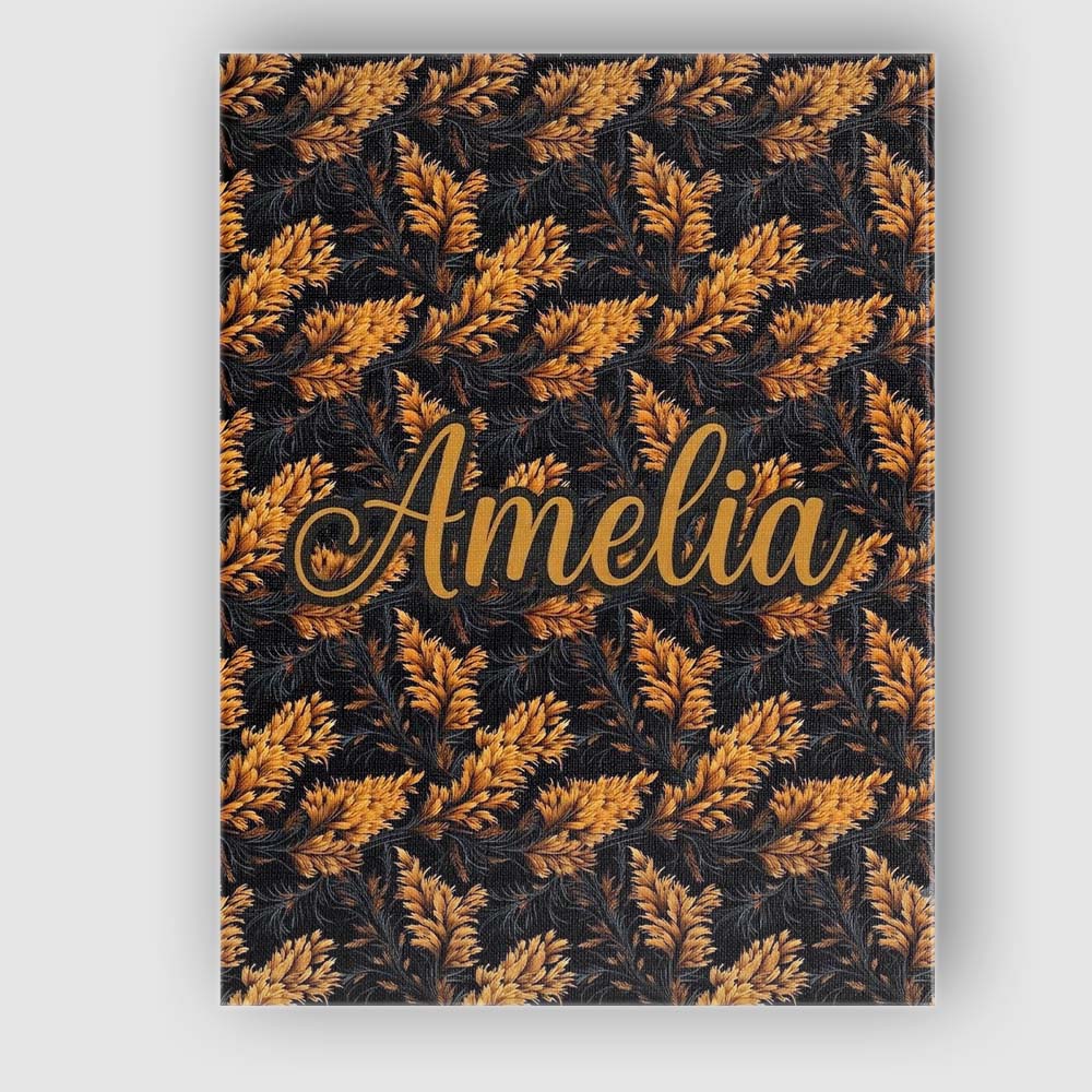 Personalised Name Luxurious Golden Foliage Custom Unique Gift Idea Elegant Feature Canvas Wall Art Print Decor Picture Ready to Hang