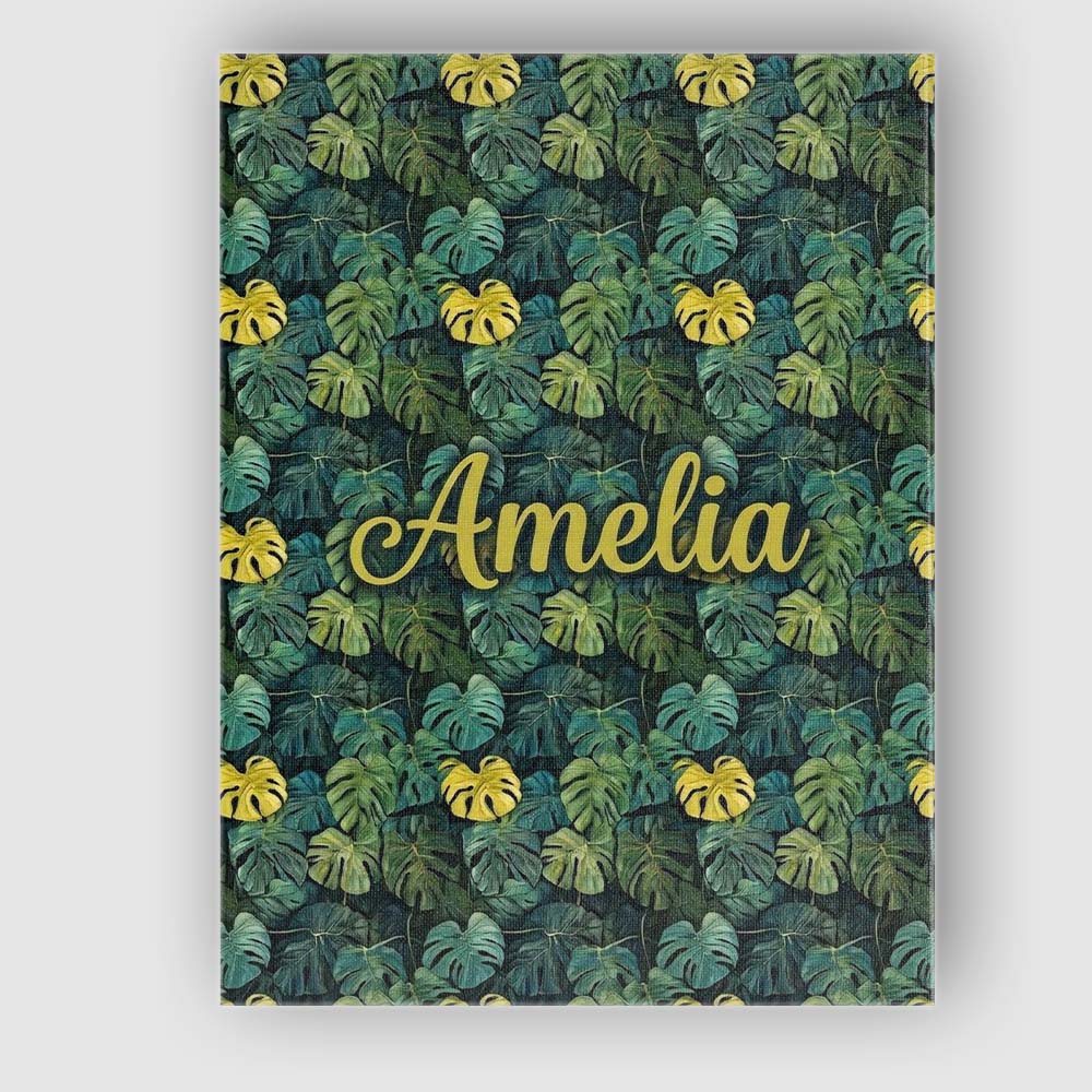 Personalised Name Dense Tropical Monstera Custom Unique Gift Idea Elegant Feature Canvas Wall Art Print Decor Picture Ready to Hang