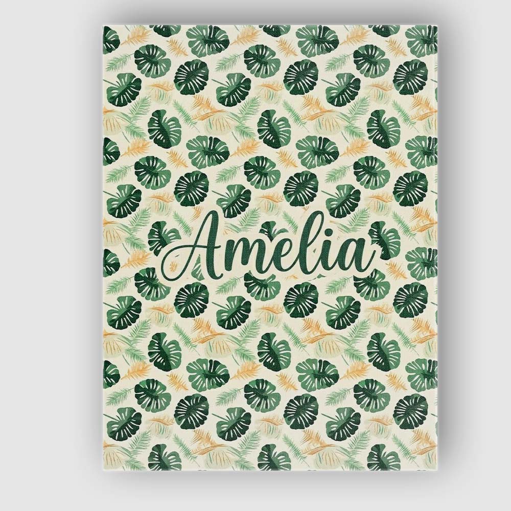 Personalised Name Tropical Leaves Mix with Custom Unique Gift Idea Elegant Feature Canvas Wall Art Print Decor Picture Ready to Hang