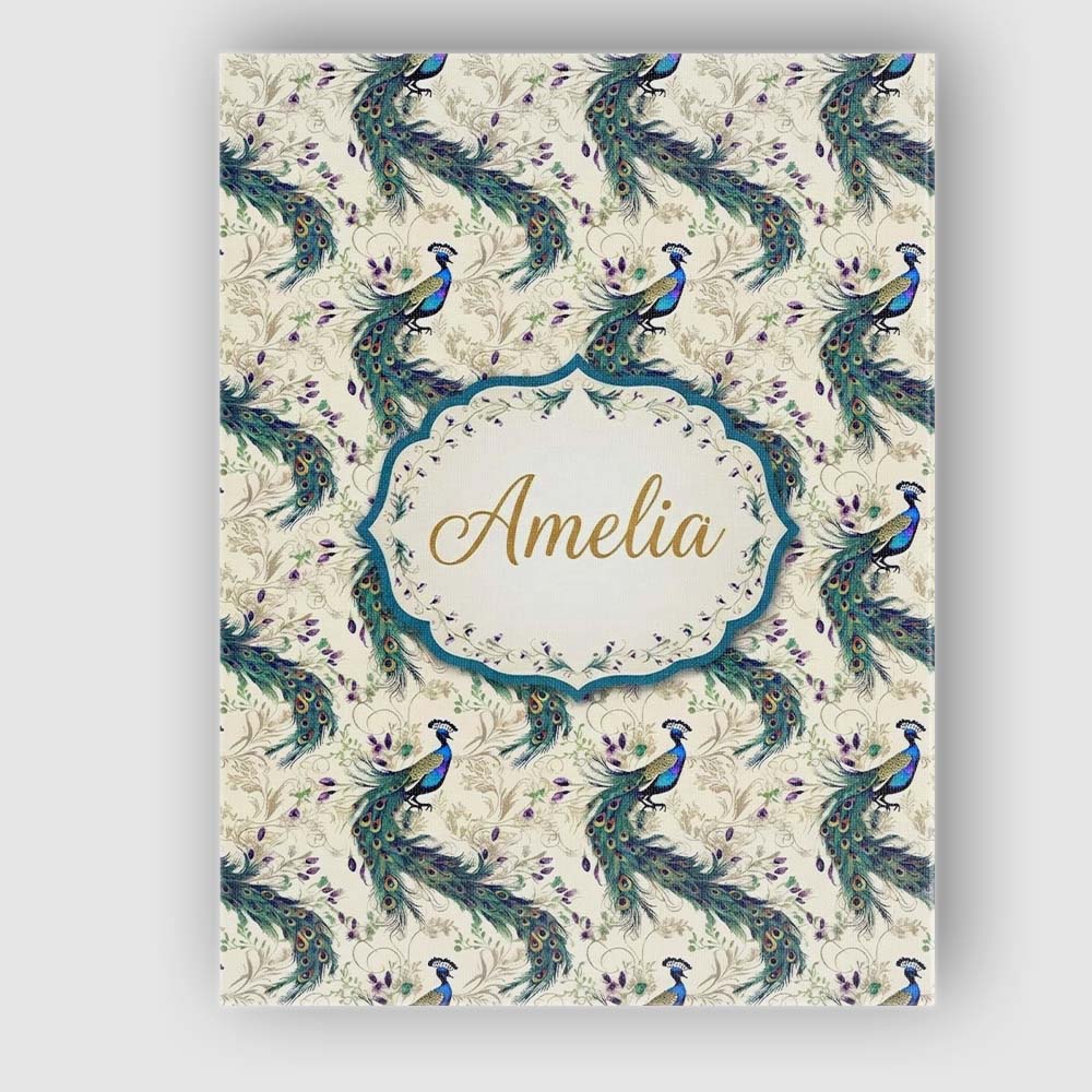 Personalised Name Ornate Peacock Birds with Custom Bespoke Interior Contemporary Canvas Wall Art Print Decor Picture Ready to Hang