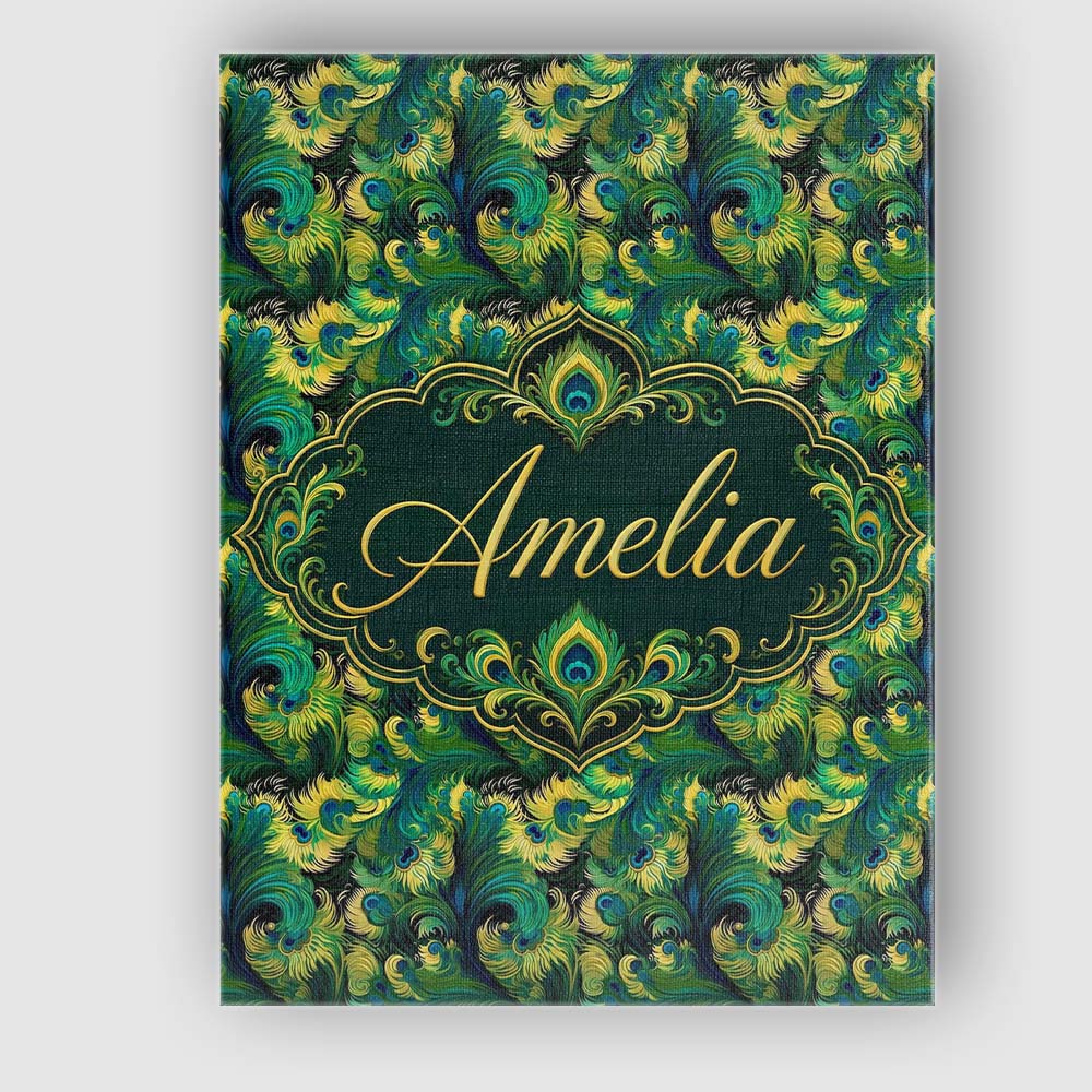 Personalised Name Abstract Peacock Feather Custom Unique Gift Idea Elegant Feature Canvas Wall Art Print Decor Picture Ready to Hang