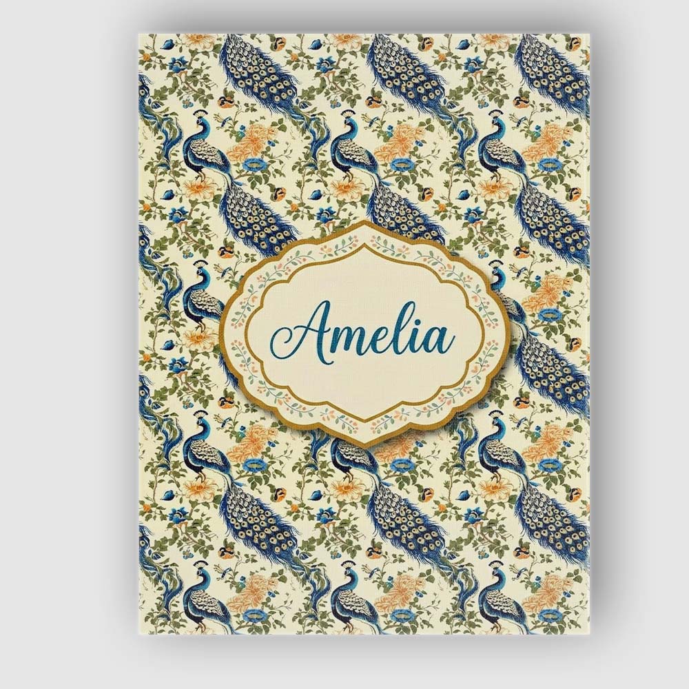 Personalised Name Classic Peacock Birds Custom Modern Room Accent Elegant Feature Canvas Wall Art Print Decor Picture Ready to Hang
