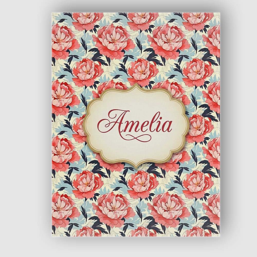 Personalised Name Coral Peony Flowers with Custom Unique Gift Idea Elegant Feature Canvas Wall Art Print Decor Picture Ready to Hang