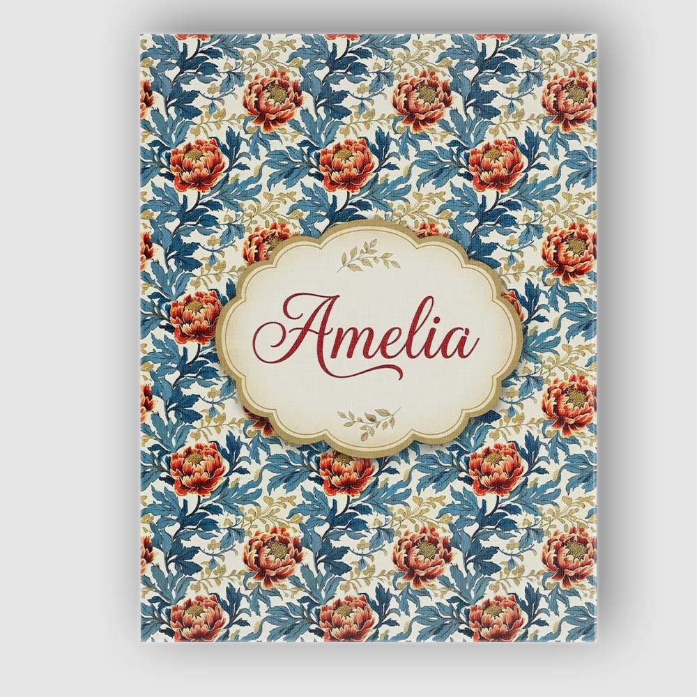Personalised Name Red Floral Blossoms with Custom Unique Gift Idea Elegant Feature Canvas Wall Art Print Decor Picture Ready to Hang