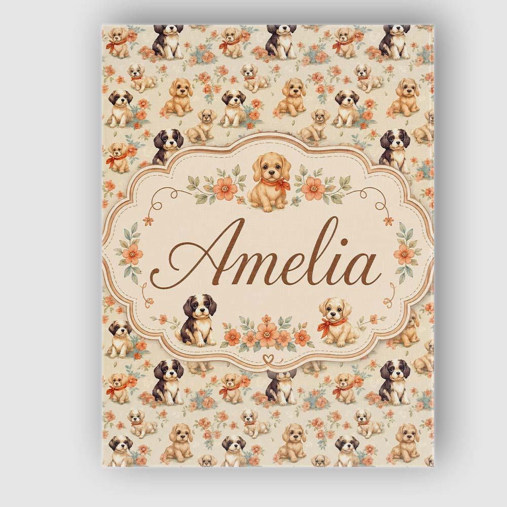Personalised Name Cute Mixed Breed Puppies Custom Unique Gift Idea Elegant Feature Canvas Wall Art Print Decor Picture Ready to Hang