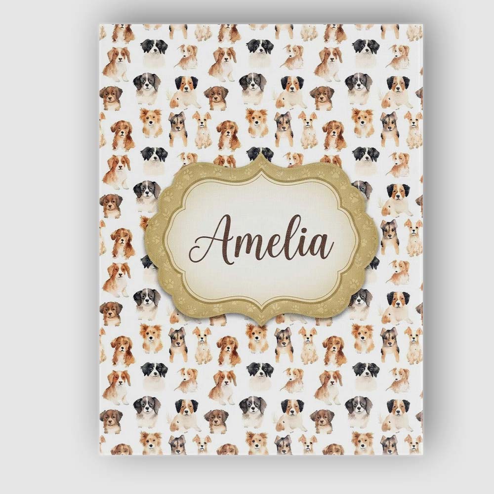 Personalised Name Cute Mixed Breed Dog Custom Modern Room Accent Elegant Feature Canvas Wall Art Print Decor Picture Ready to Hang
