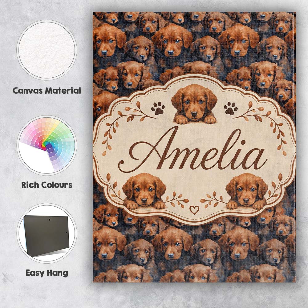 Personalised Name Realistic Golden Brown Custom Unique Gift Idea Elegant Feature Canvas Wall Art Print Decor Picture Ready to Hang