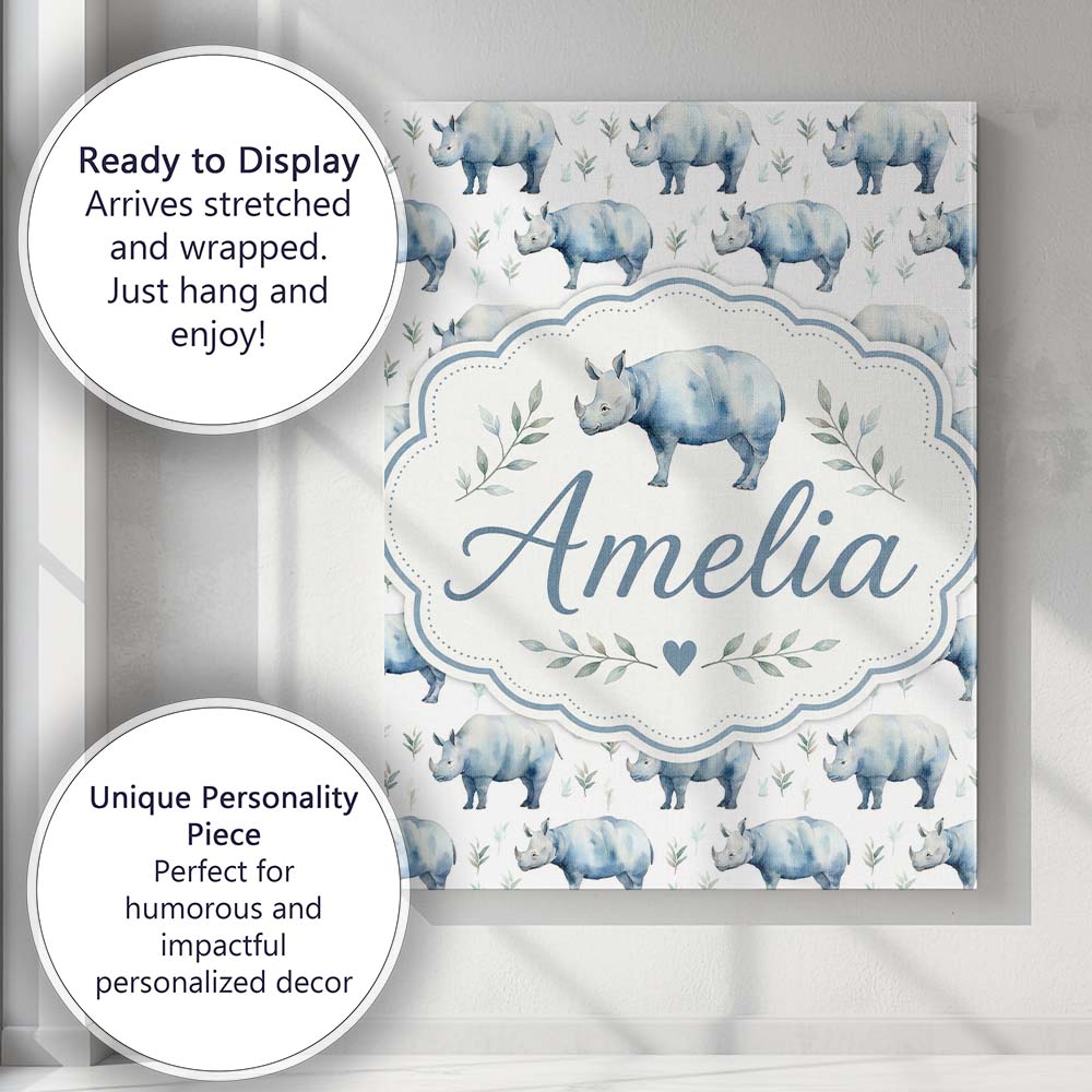 Personalised Name Soft Blue Watercolor Custom Modern Room Accent Elegant Feature Canvas Wall Art Print Decor Picture Ready to Hang