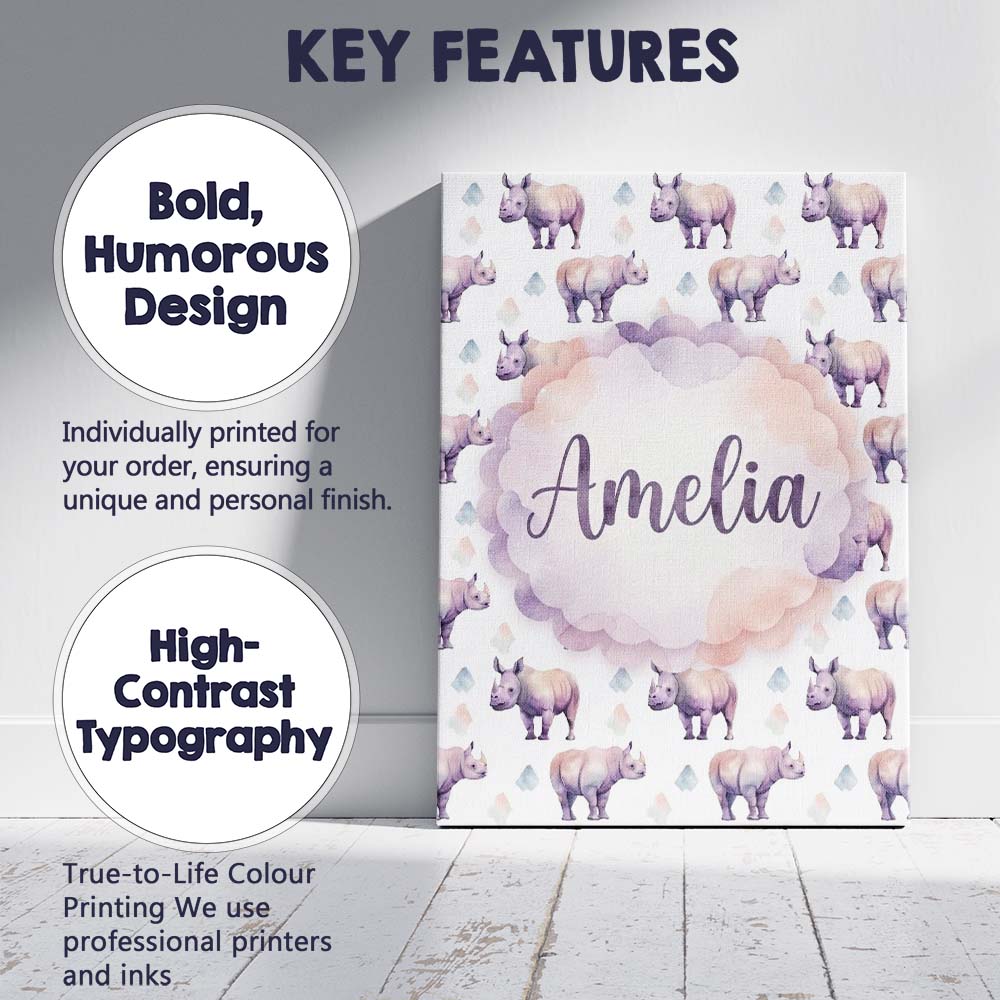 Personalised Name Pastel Purple Watercolor Custom Unique Gift Idea Elegant Feature Canvas Wall Art Print Decor Picture Ready to Hang