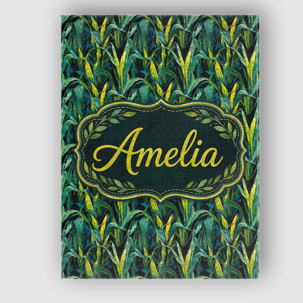 Personalised Name Dense Tropical Leaves Custom Modern Room Accent Elegant Feature Canvas Wall Art Print Decor Picture Ready to Hang