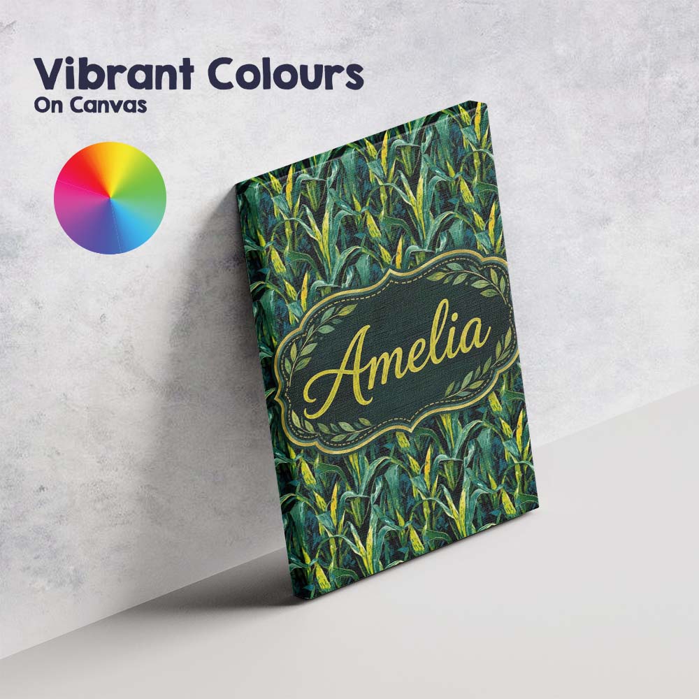 Personalised Name Dense Tropical Leaves Custom Modern Room Accent Elegant Feature Canvas Wall Art Print Decor Picture Ready to Hang