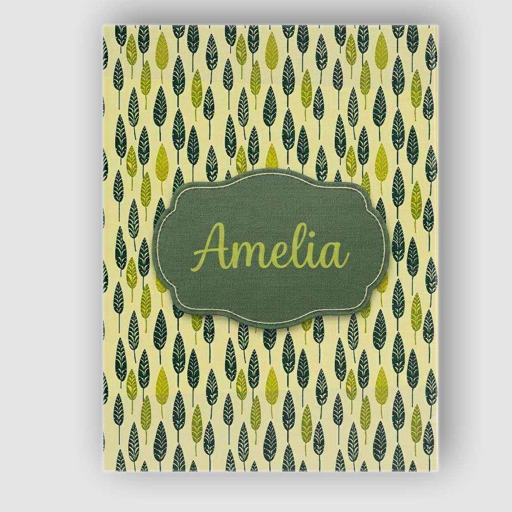 Personalised Name Simple Leaf Motif in Custom Modern Room Accent Elegant Feature Canvas Wall Art Print Decor Picture Ready to Hang
