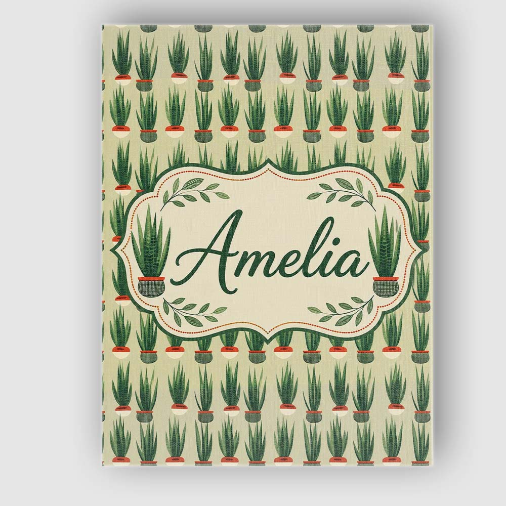 Personalised Name Modern Potted Plants with Custom Bespoke Interior Contemporary Canvas Wall Art Print Decor Picture Ready to Hang