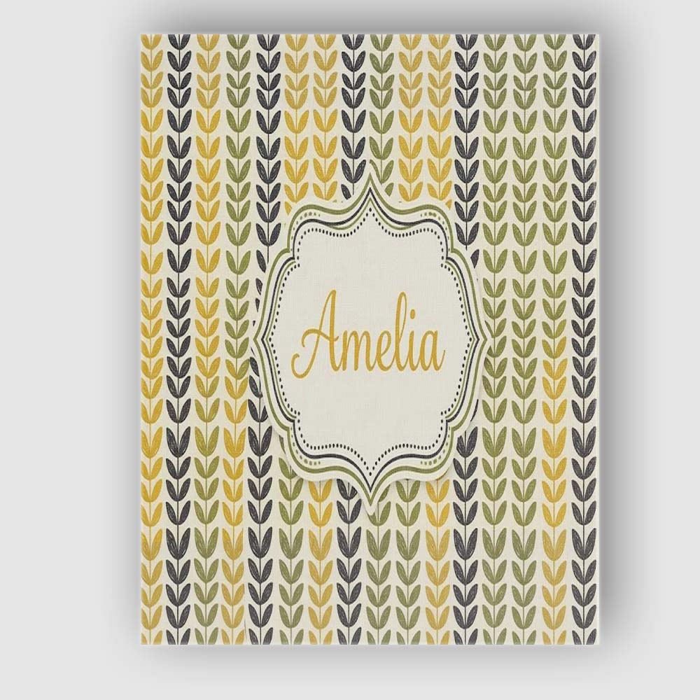 Personalised Name Minimal Leaf Pattern in Custom Unique Gift Idea Elegant Feature Canvas Wall Art Print Decor Picture Ready to Hang