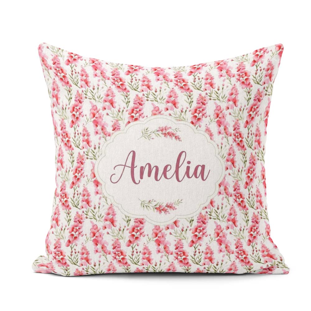 Custom Name Delicate Pink Watercolor on Soft Background Seamless Square Filled Cushion Throw Pillow Sofa Bed Home Decor Zip Washable UK Made