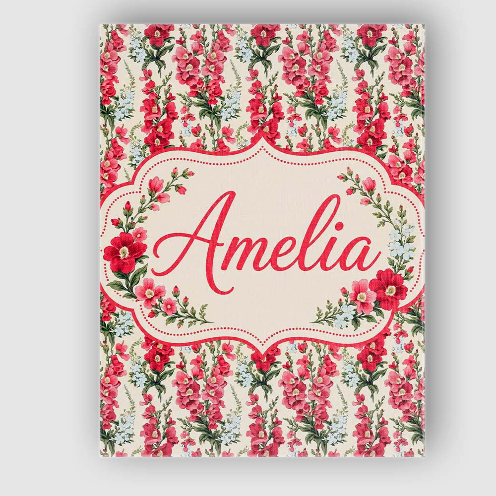Personalised Name Classic Pink and Red Custom Modern Room Accent Elegant Feature Canvas Wall Art Print Decor Picture Ready to Hang