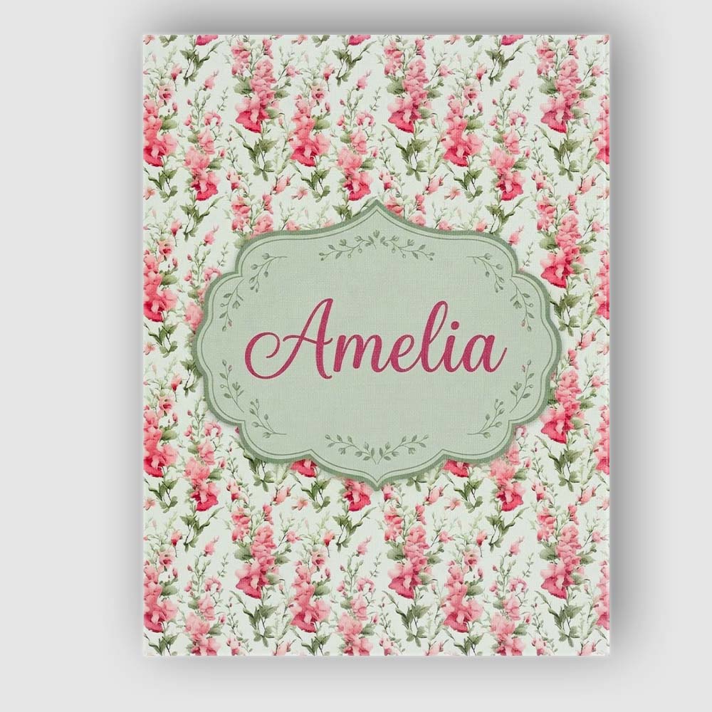 Personalised Name Soft Pink Floral Sprigs Custom Unique Gift Idea Elegant Feature Canvas Wall Art Print Decor Picture Ready to Hang