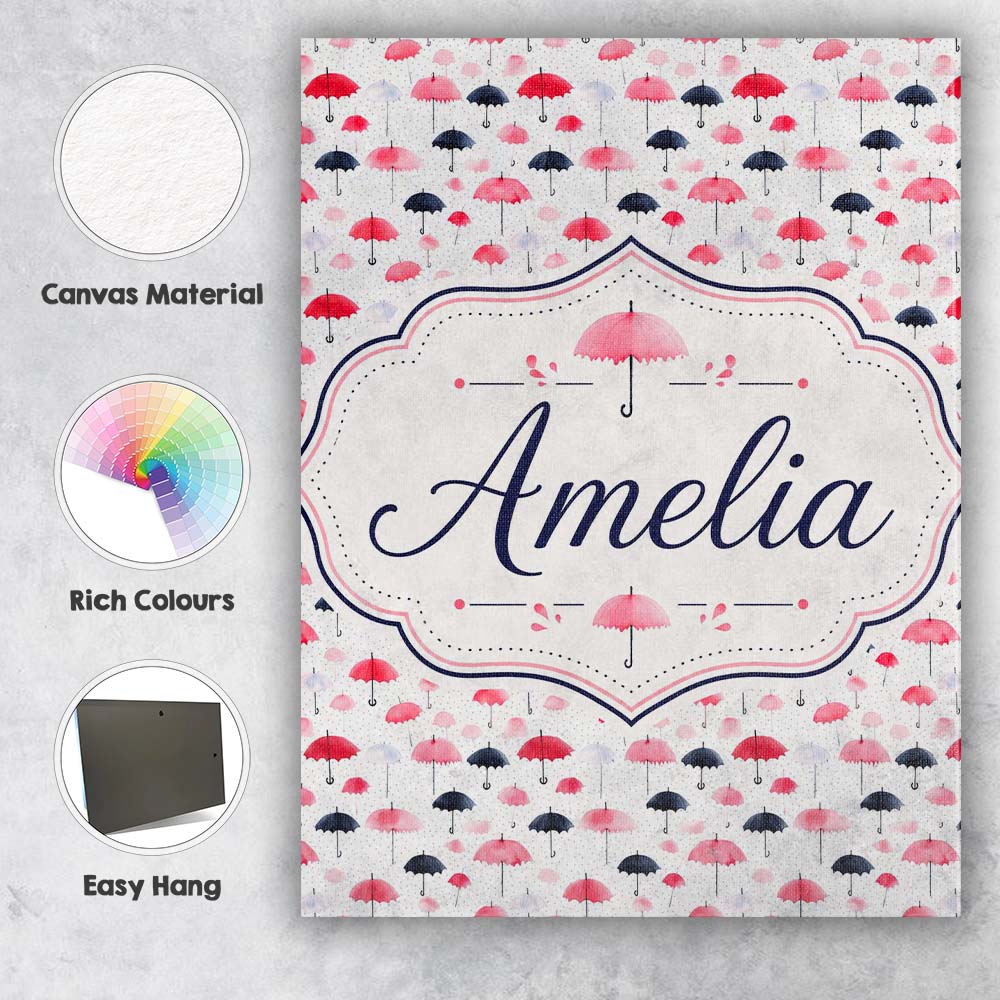 Personalised Name Cute Pink and Black Custom Modern Room Accent Creative Decorator Style Canvas Wall Art Print Decor Picture Ready to Hang