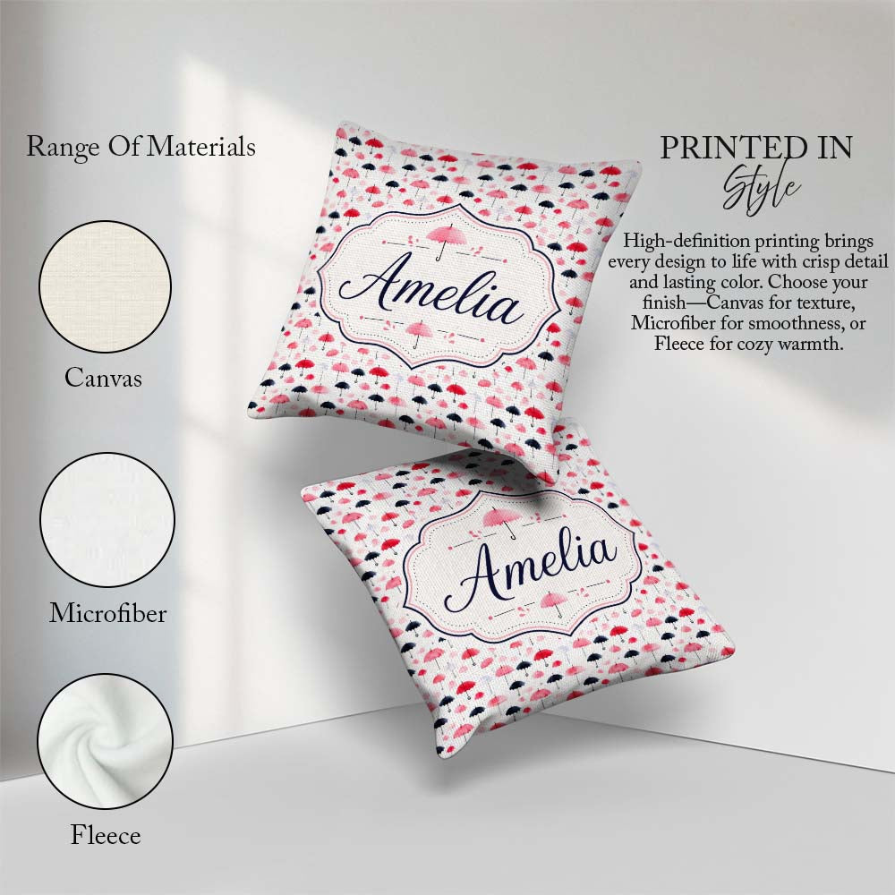 Custom Name Cute Pink and Black on Polka Dot Background Seamless Square Filled Cushion Throw Pillow Sofa Bed Home Decor Zip Washable UK Made