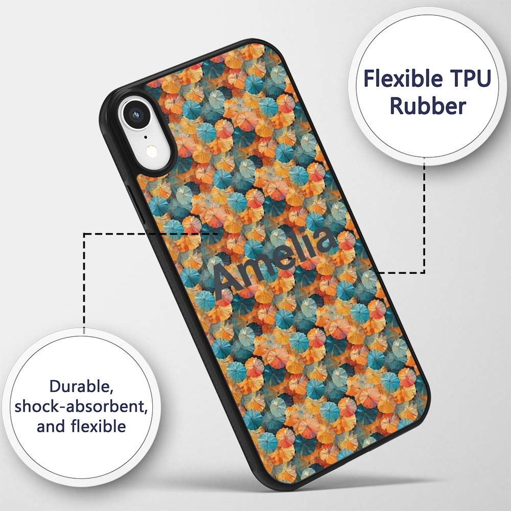 Colorful Overlapping Paper Umbrellas in Warm Custom Name Protective Phone Case Mobile Cover Durable Everyday Smartphone Shock Resistant