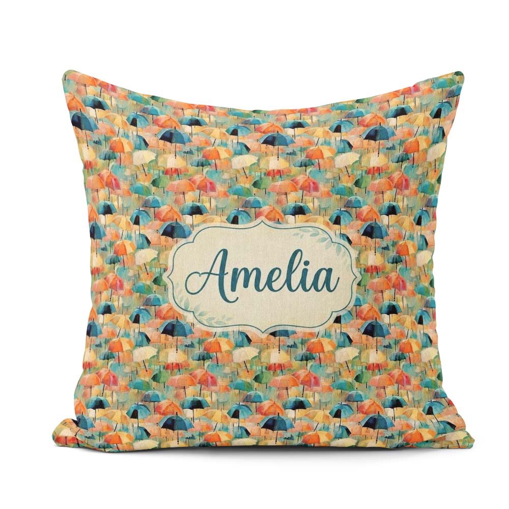 Custom Name Painterly Umbrella with Soft Blended Colors Seamless Square Filled Cushion Throw Pillow Sofa Bed Home Decor Zip Washable UK Made
