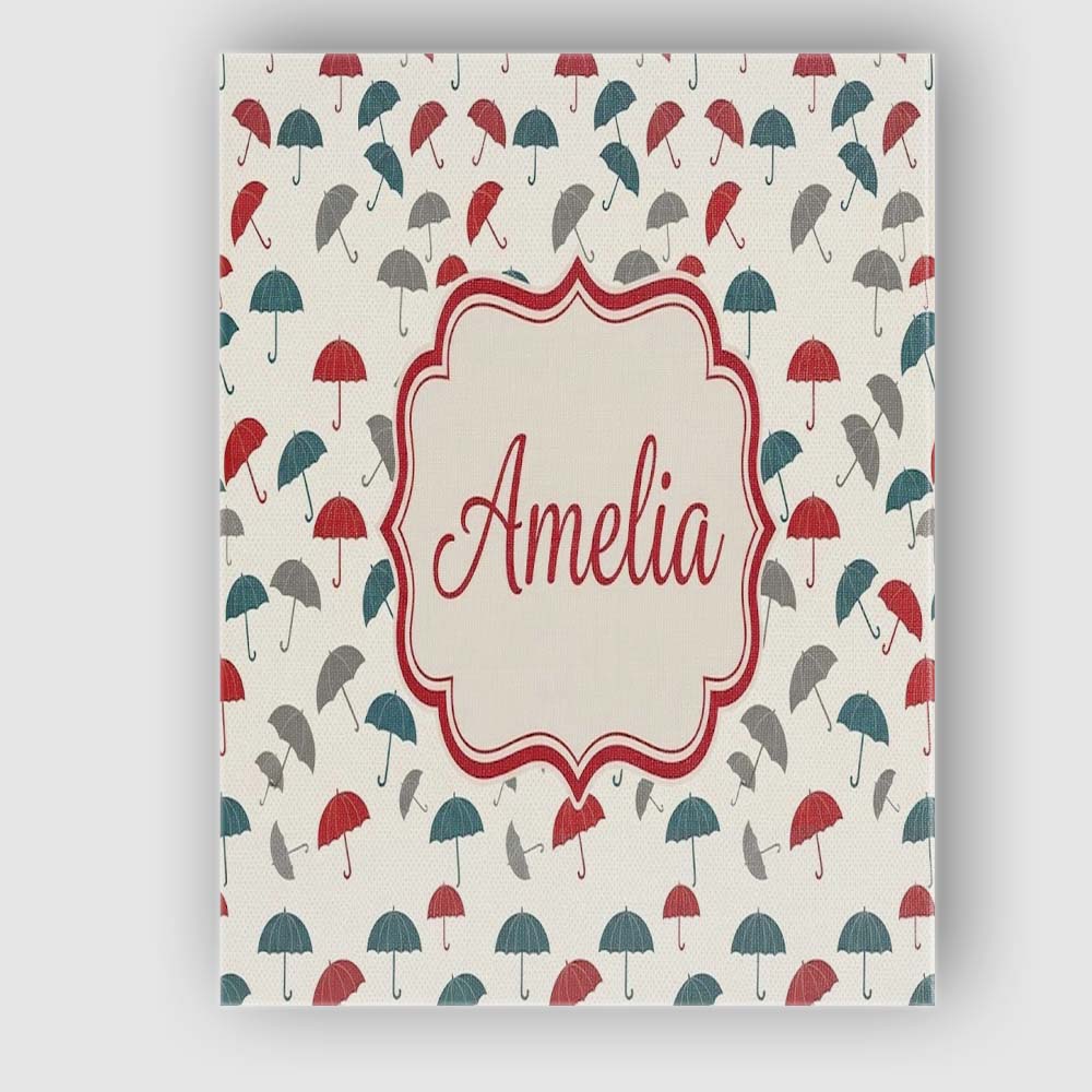 Personalised Name Soft Neutral Umbrellas Custom Unique Gift Idea Elegant Feature Canvas Wall Art Print Decor Picture Ready to Hang