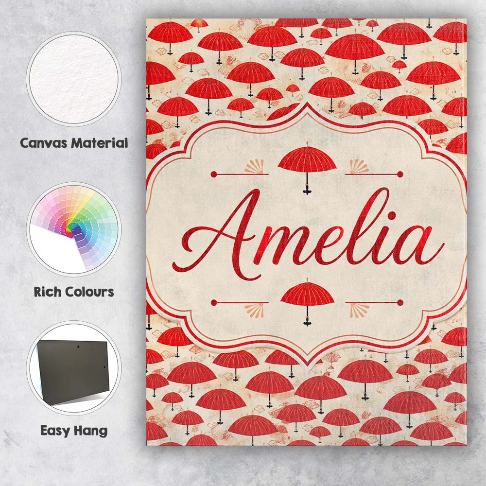 Personalised Name Traditional Red Asian Custom Modern Room Accent Elegant Feature Canvas Wall Art Print Decor Picture Ready to Hang