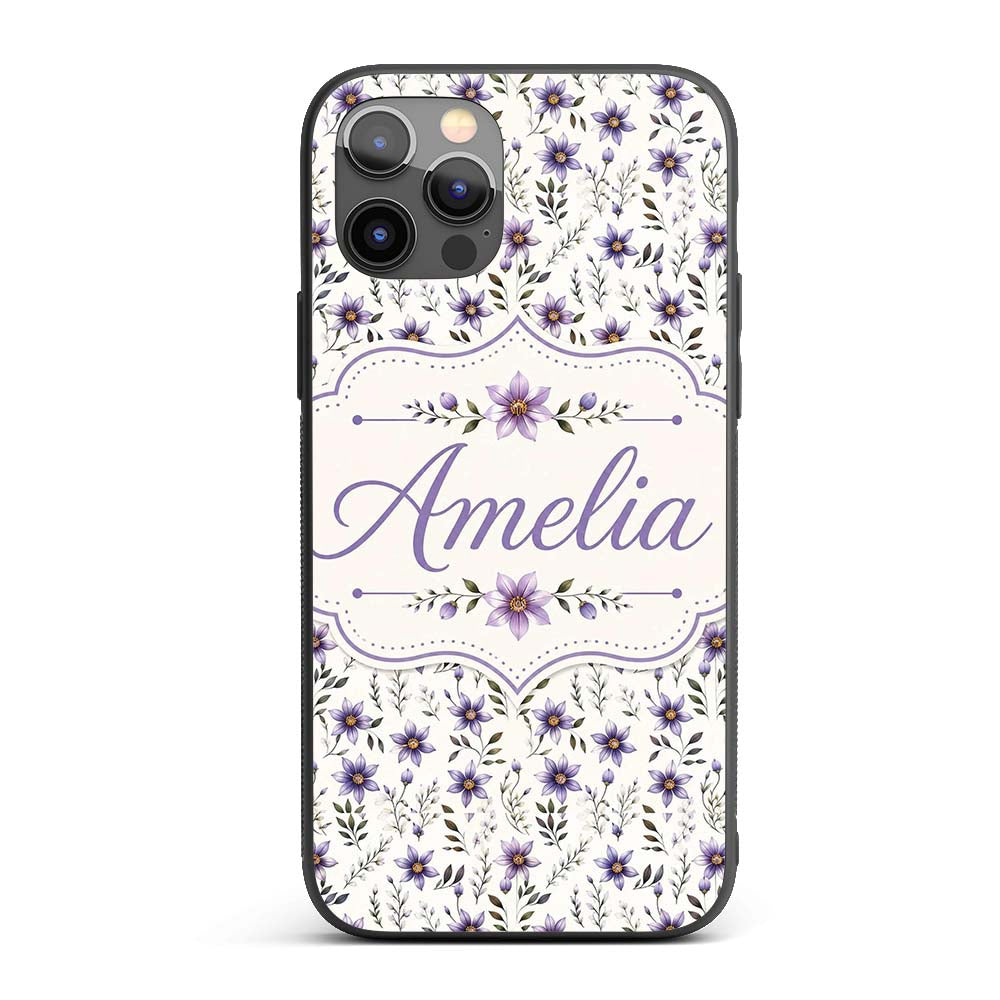 Soft Lilac and Yellow Wildflowers Printed Design Custom Name Protective Phone Case Mobile Cover Durable Everyday Smartphone Shock Resistant