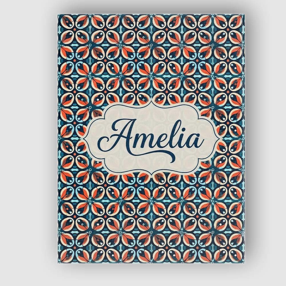 Personalised Name Geometric Floral Tile in Custom Unique Gift Idea Elegant Feature Canvas Wall Art Print Decor Picture Ready to Hang