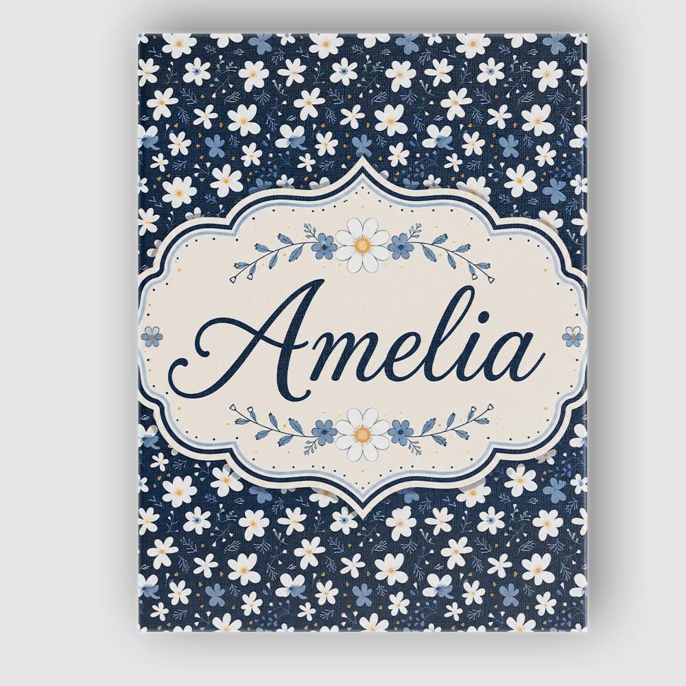Personalised Name White Daisy Flowers on Custom Unique Gift Idea Elegant Feature Canvas Wall Art Print Decor Picture Ready to Hang