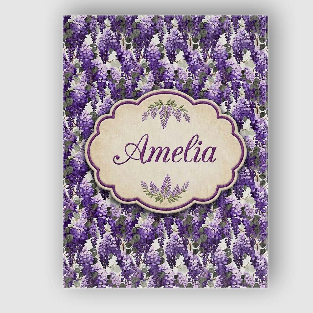 Personalised Name Elegant Purple Wisteria Custom Bespoke Decorative Contemporary Canvas Wall Art Print Decor Picture Ready to Hang