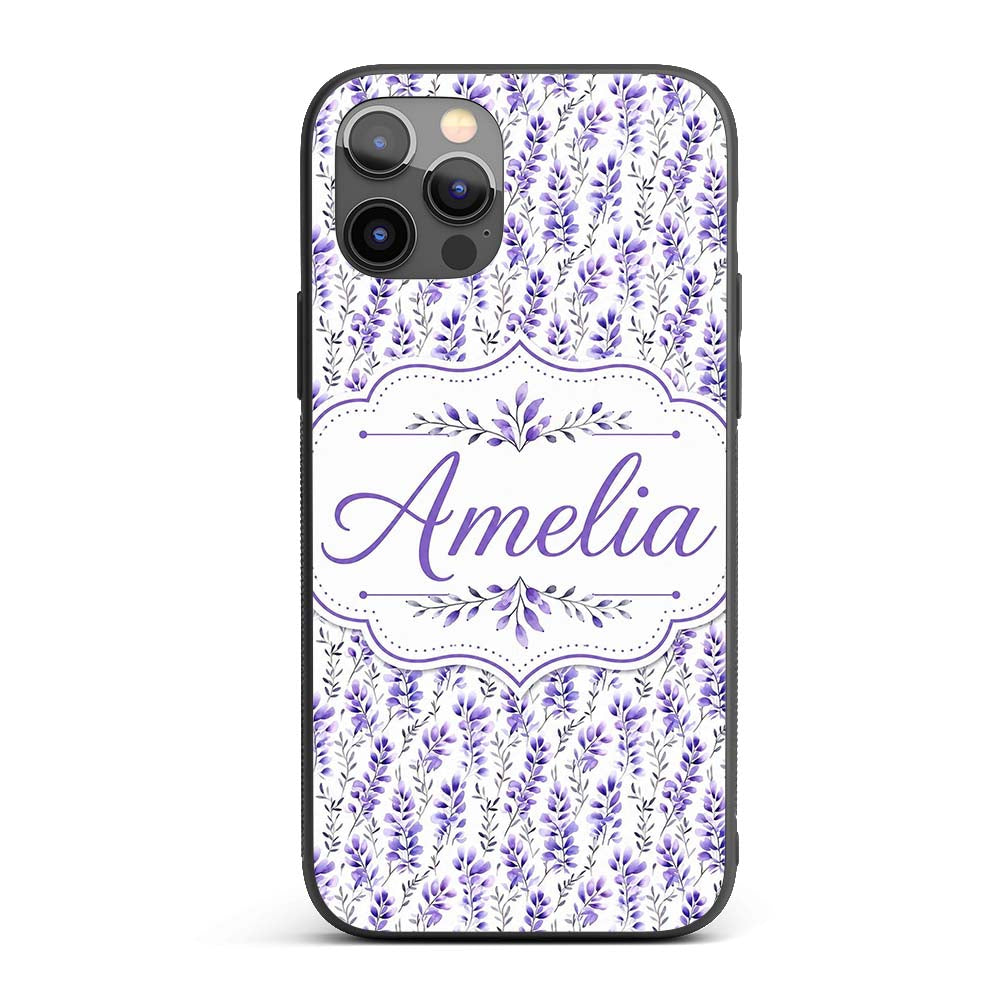 Minimal Lavender Botanical Stems Printed Design Custom Name Protective Phone Case Mobile Cover Durable Everyday Smartphone Shock Resistant