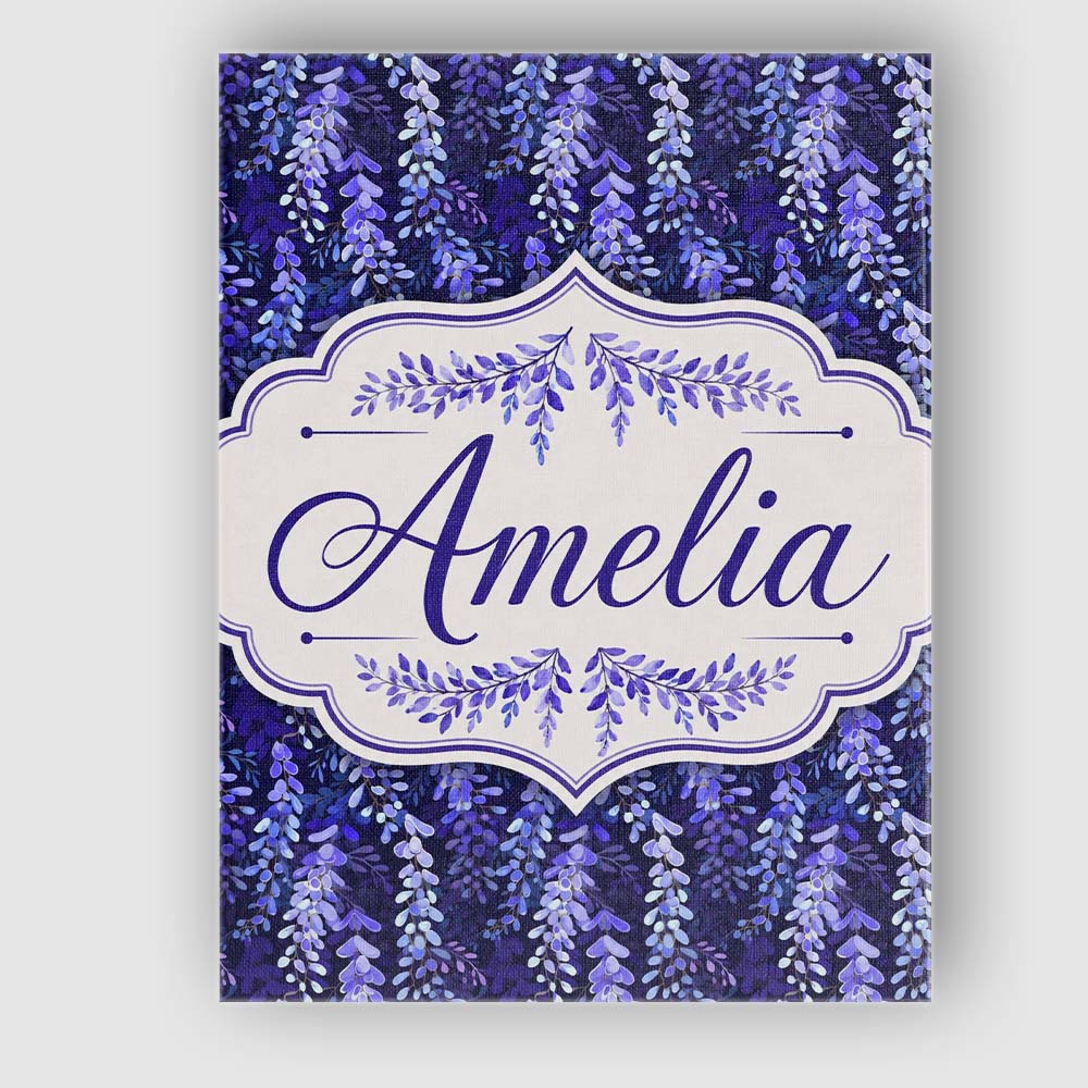Personalised Name Deep Blue Wisteria Custom Premium Decorative Design Modern Room Accent Canvas Wall Art Print Decor Picture Ready to Hang