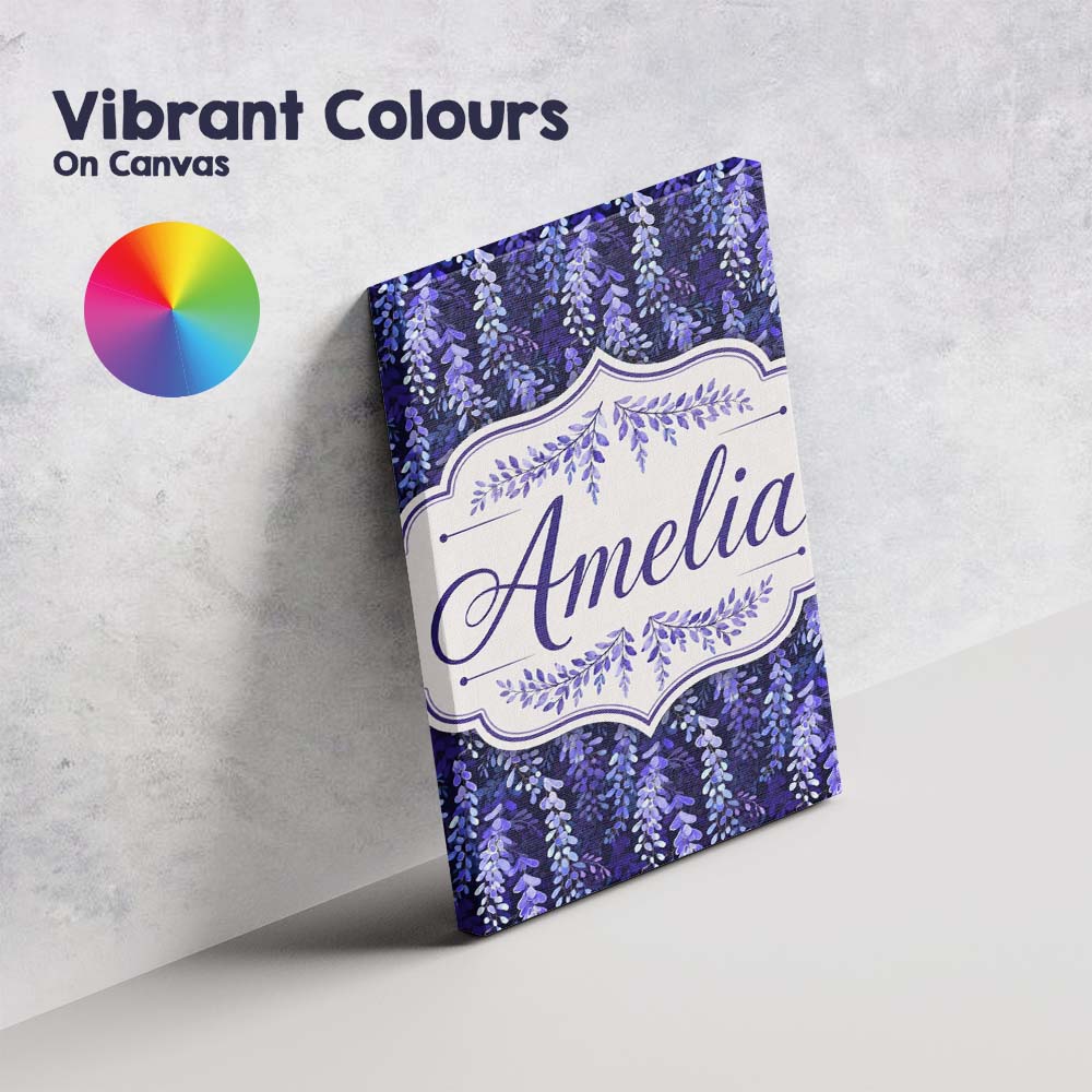 Personalised Name Deep Blue Wisteria Custom Premium Decorative Design Modern Room Accent Canvas Wall Art Print Decor Picture Ready to Hang