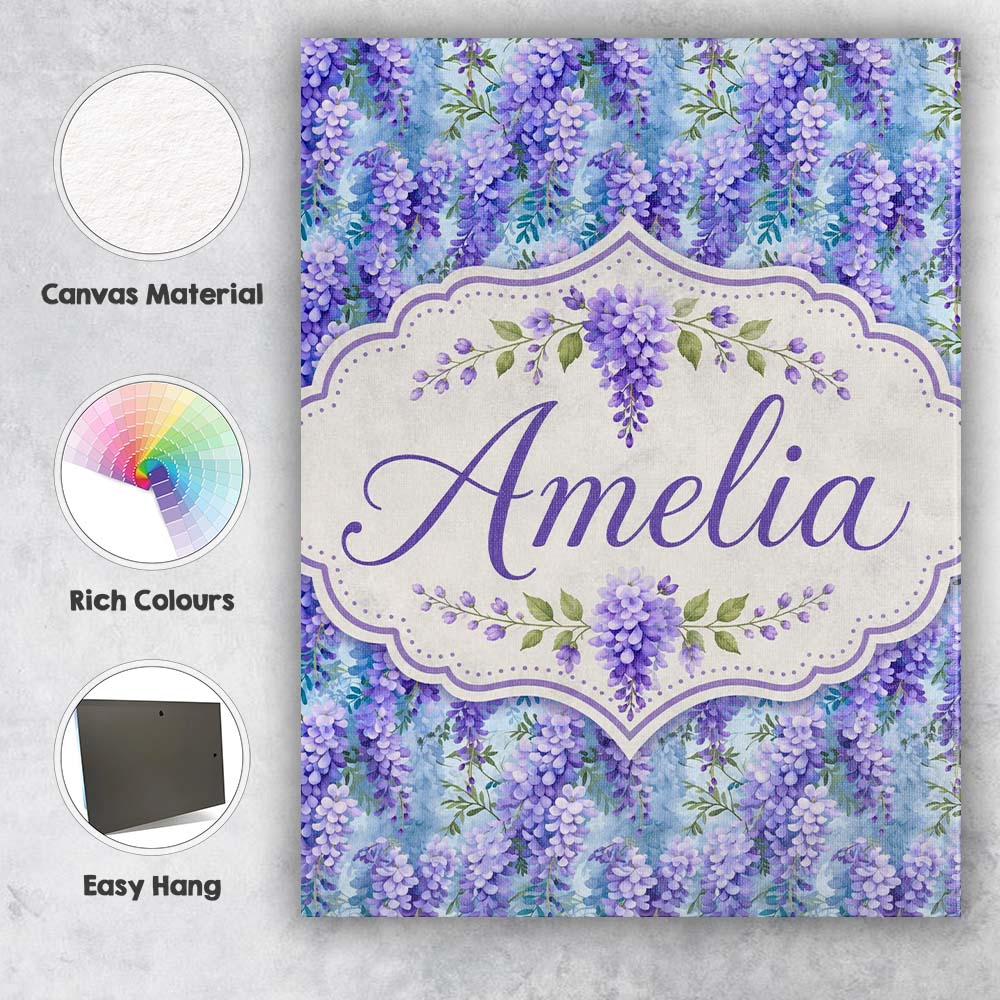 Personalised Name Soft Blue Background Custom Modern Room Accent Elegant Feature Canvas Wall Art Print Decor Picture Ready to Hang