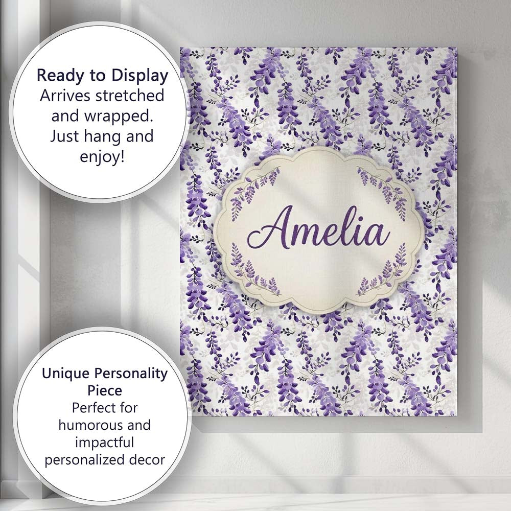 Personalised Name Light Grey Background Custom Modern Room Accent Elegant Feature Canvas Wall Art Print Decor Picture Ready to Hang