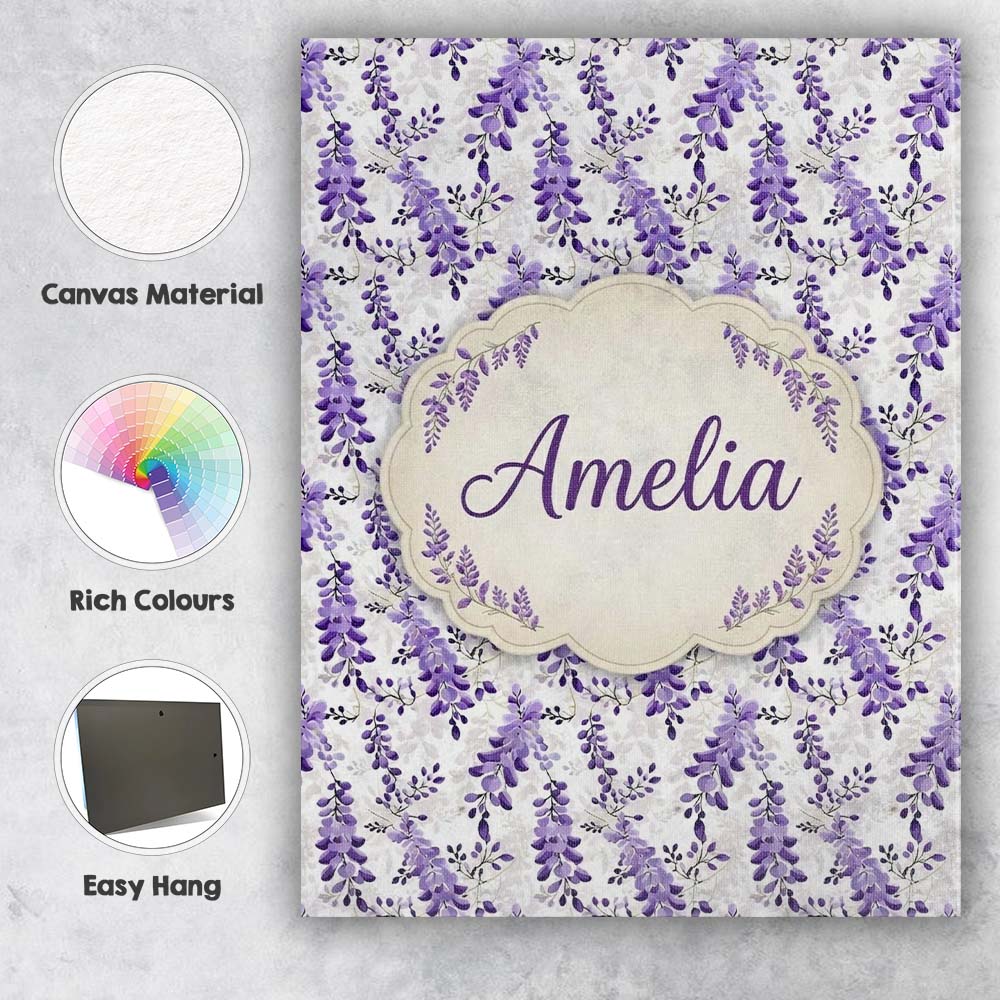 Personalised Name Light Grey Background Custom Modern Room Accent Elegant Feature Canvas Wall Art Print Decor Picture Ready to Hang
