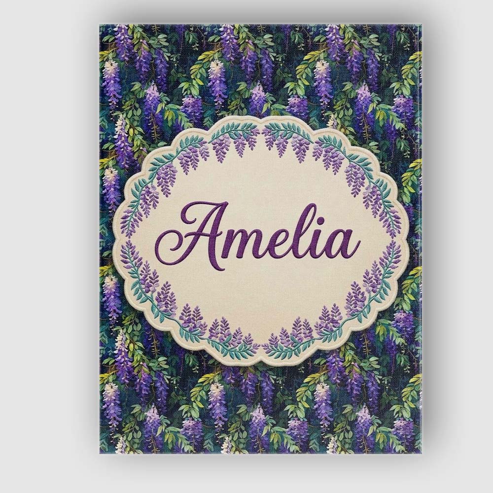 Personalised Name Dark Botanical Wisteria Custom Unique Gift Idea Elegant Feature Canvas Wall Art Print Decor Picture Ready to Hang