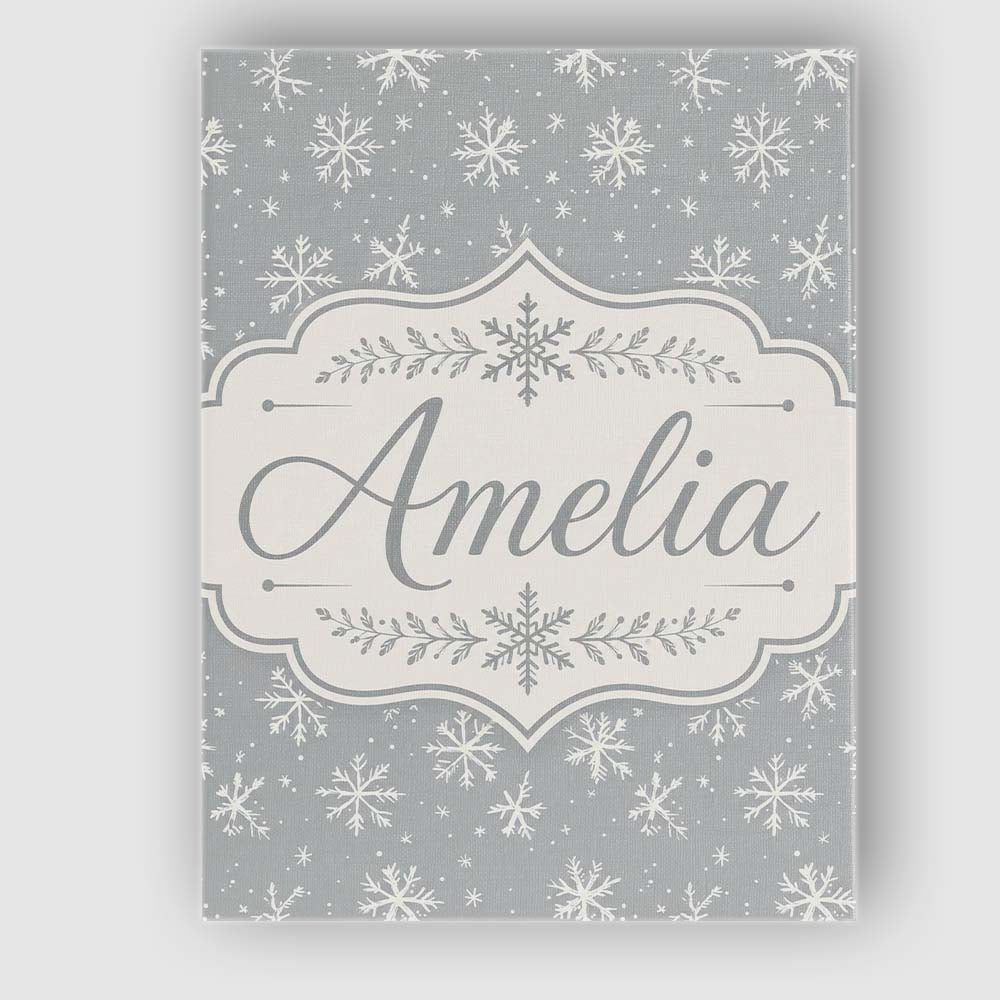 Personalised Name Grey Background White Custom Modern Room Accent Elegant Feature Canvas Wall Art Print Decor Picture Ready to Hang