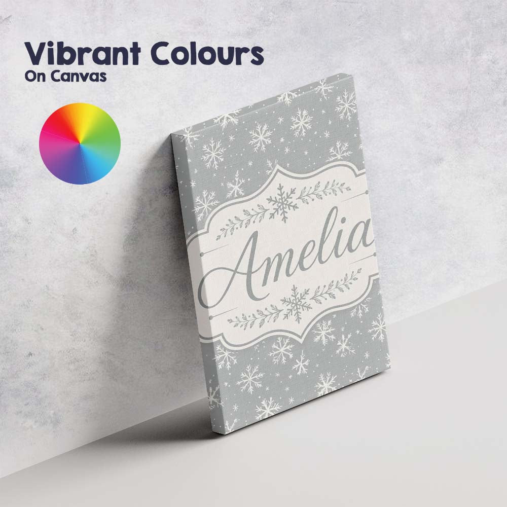 Personalised Name Grey Background White Custom Modern Room Accent Elegant Feature Canvas Wall Art Print Decor Picture Ready to Hang