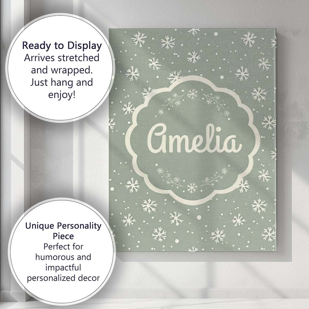 Personalised Name Sage Green Background Custom Modern Room Accent Elegant Feature Canvas Wall Art Print Decor Picture Ready to Hang