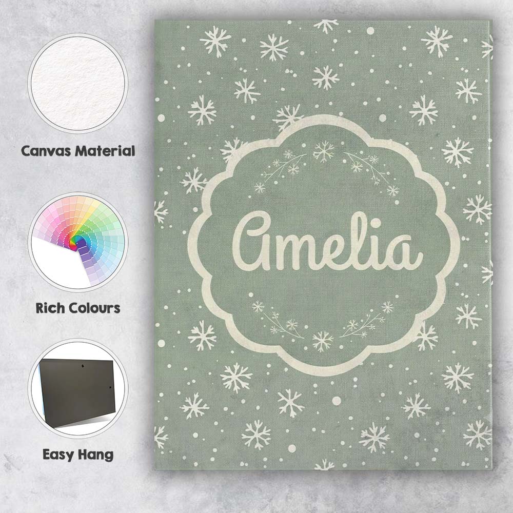 Personalised Name Sage Green Background Custom Modern Room Accent Elegant Feature Canvas Wall Art Print Decor Picture Ready to Hang