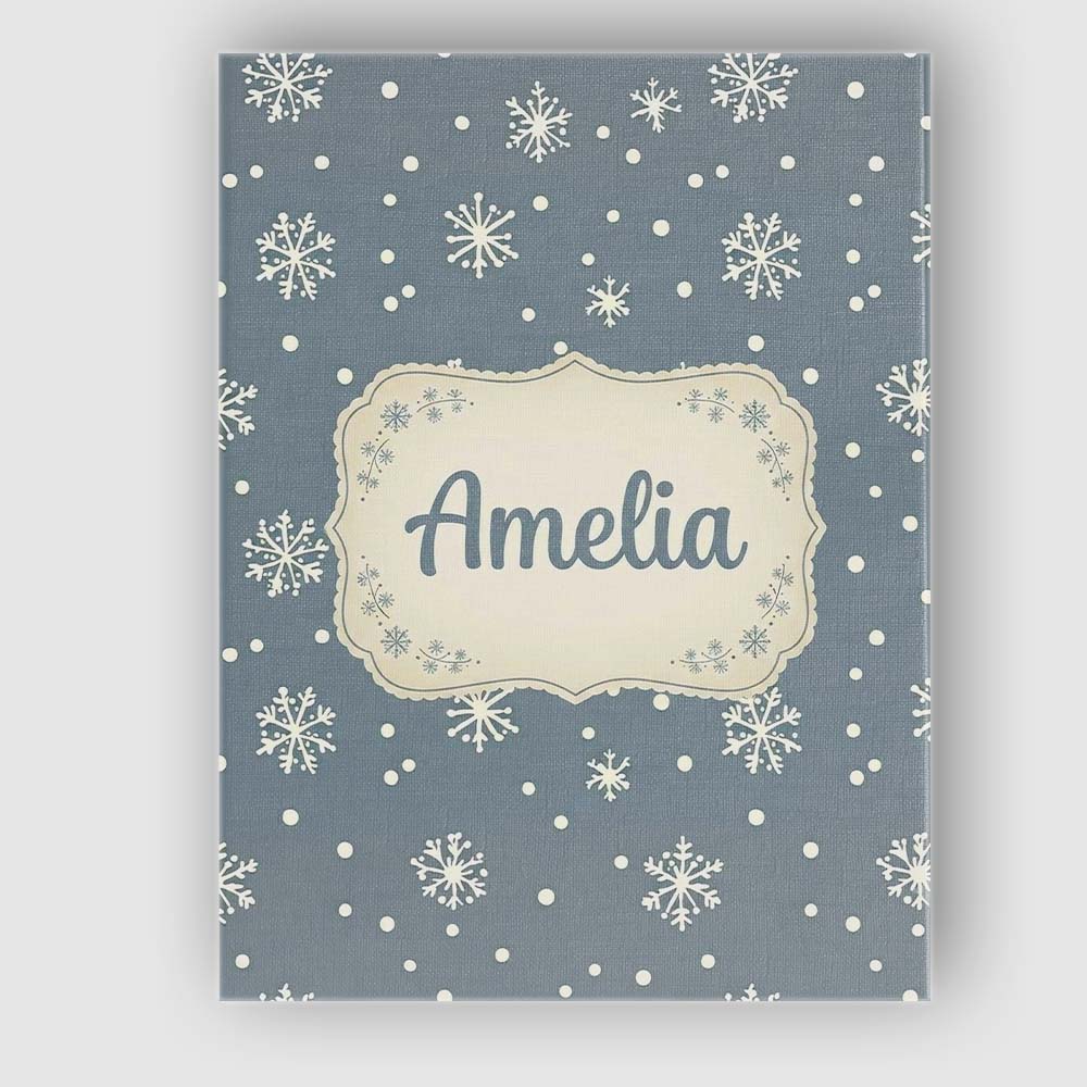 Personalised Name Blue Grey Background Custom Modern Room Accent Elegant Feature Canvas Wall Art Print Decor Picture Ready to Hang