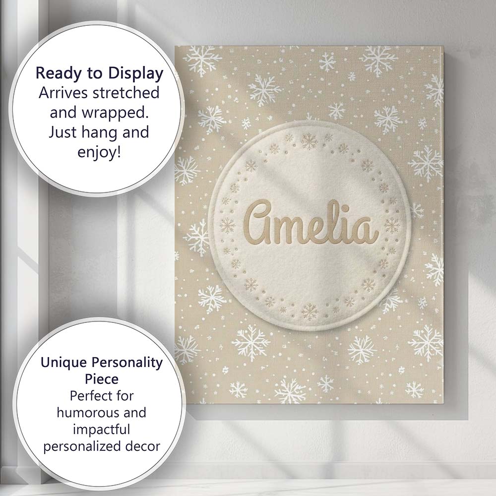 Personalised Name Classic Beige Background Custom Unique Gift Idea Elegant Feature Canvas Wall Art Print Decor Picture Ready to Hang
